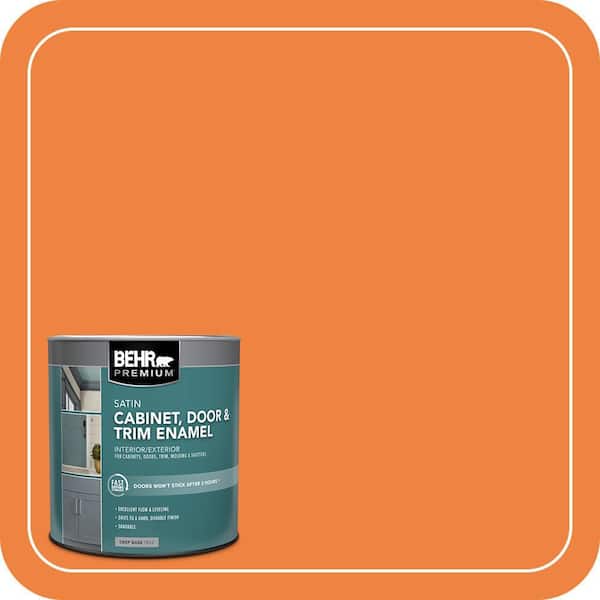 BEHR PREMIUM 1 qt. #P220-7 Construction Zone Satin Enamel Interior/Exterior Cabinet, Door & Trim Paint (2)