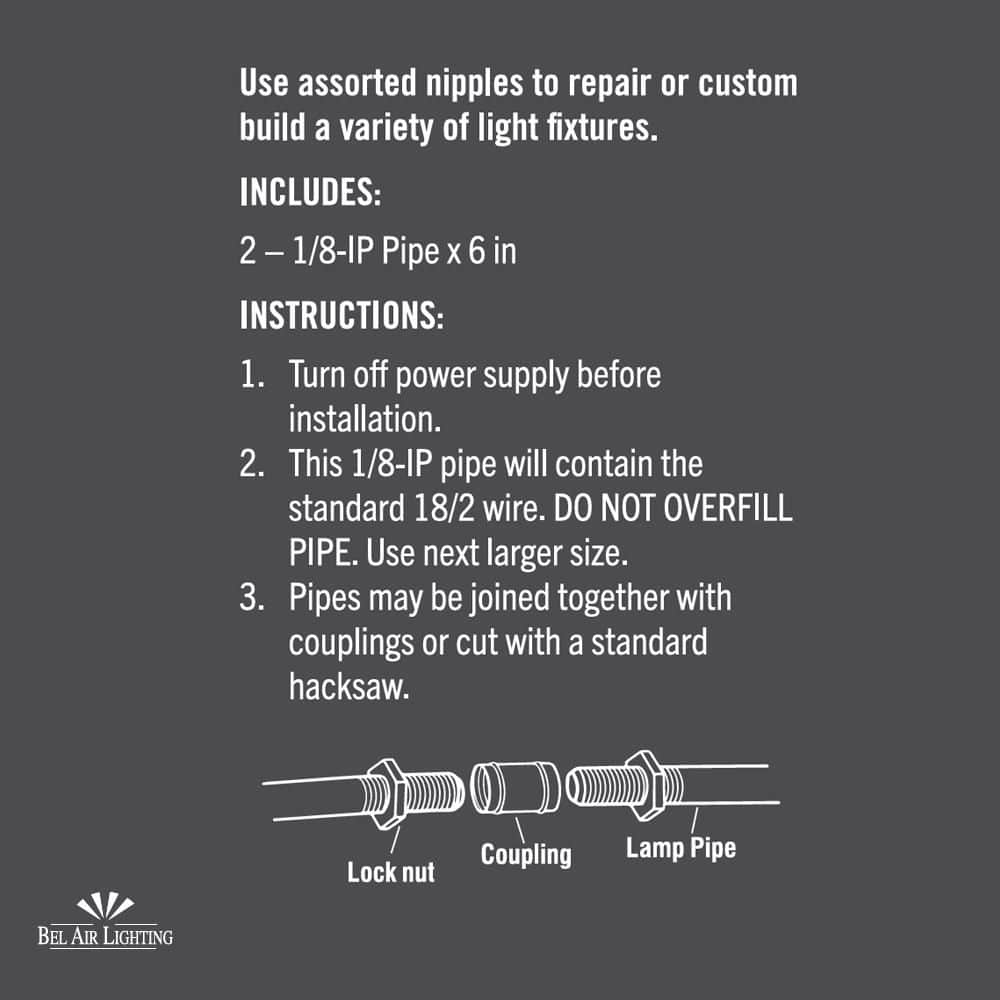 Bel Air Lighting 6 in. Pipe Nipple Threaded 1/8-IP (2-Pack) (3)