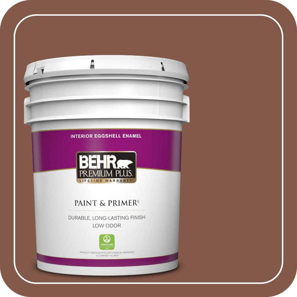 BEHR PREMIUM PLUS 5 gal. #QE-15 Iron Oxide Eggshell Enamel Low Odor Interior Paint & Primer