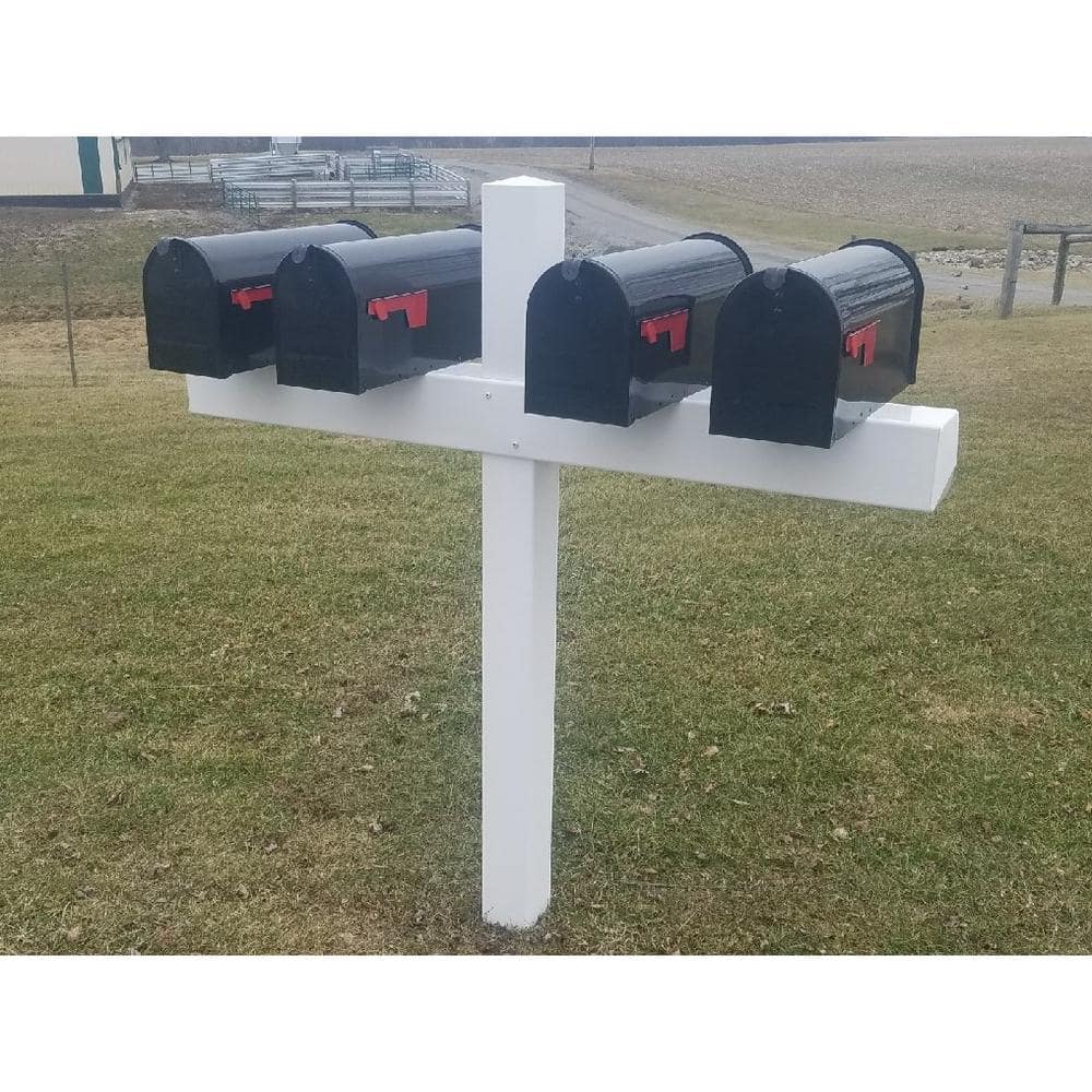 Handy Post Post for 4 Mailboxes 54 in. x 54 in. x 5 in. Vinyl Sleeve, White (3)