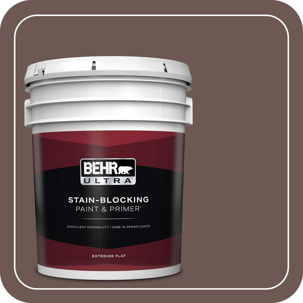 BEHR ULTRA 5 gal. #N180-7 Oiled Teak Flat Exterior Paint & Primer