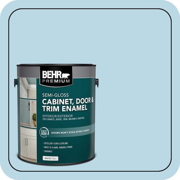 BEHR PREMIUM 1 gal. #M490-1 Breezy Blue Semi-Gloss Enamel Interior/Exterior Cabinet, Door & Trim Paint (2)