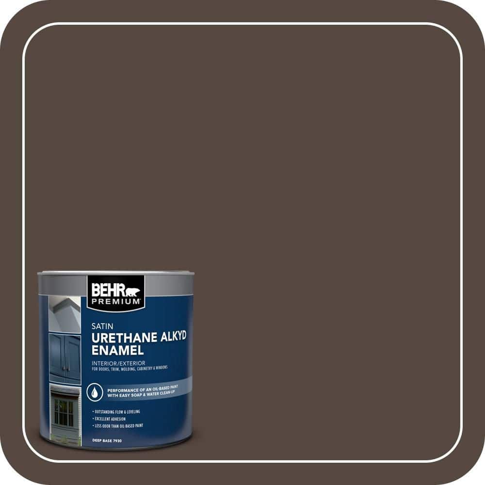 BEHR PREMIUM 1 qt. #N210-7 Havana Coffee Satin Enamel Urethane Alkyd Interior/Exterior Paint (1)