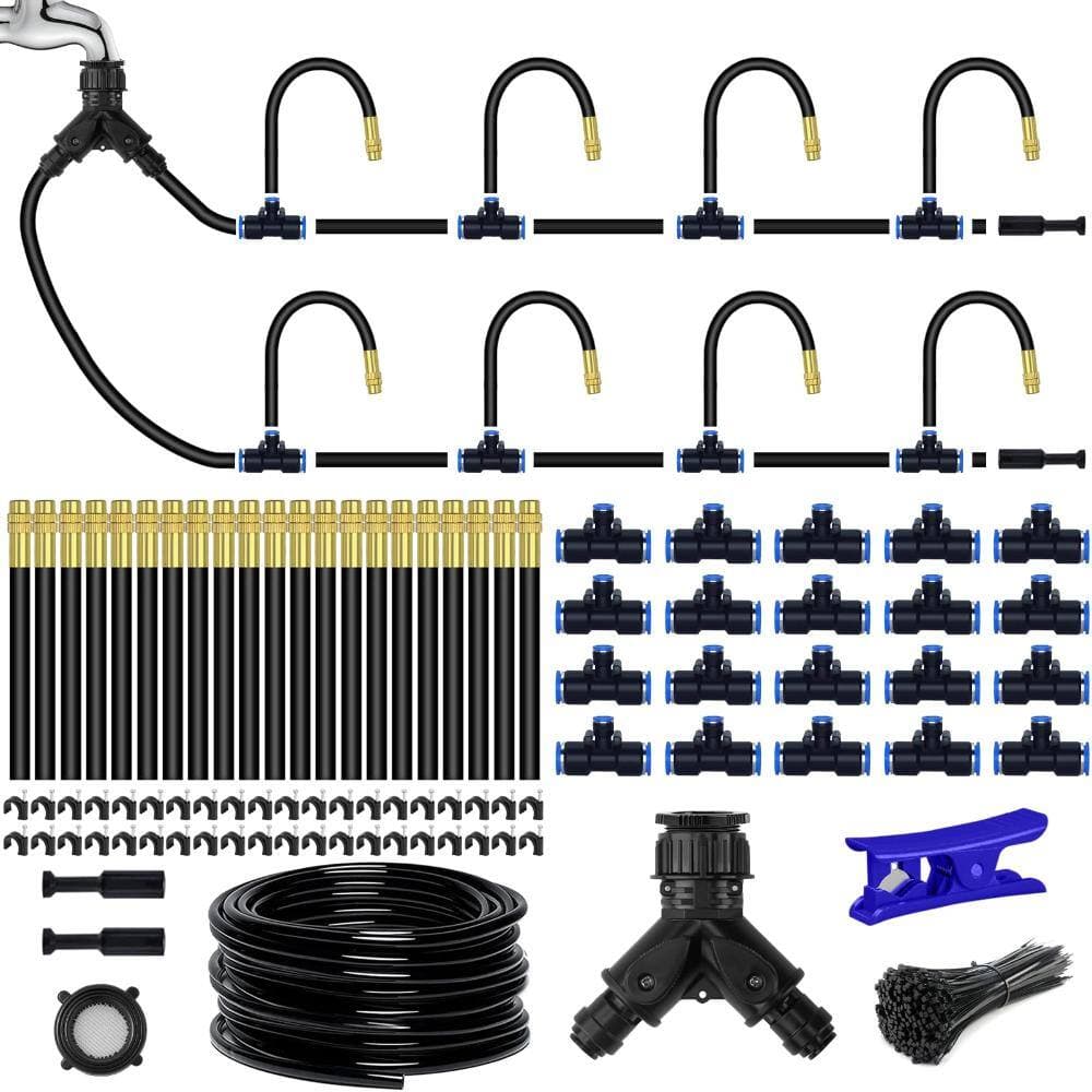 Unbranded 98.4Ft Drip Irrigation System Kit, 360 Degree Bendable Misting Tubing with 20 Brass Nozzles and Adjustable Watering for