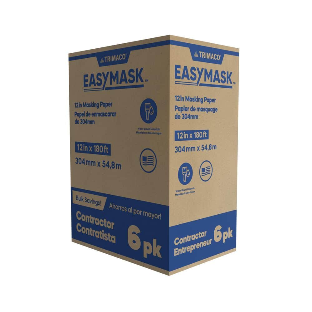 Unbranded Easy Mask 12 in. x 180 ft. Brown General Purpose Masking Paper (6-pack), 2MIL