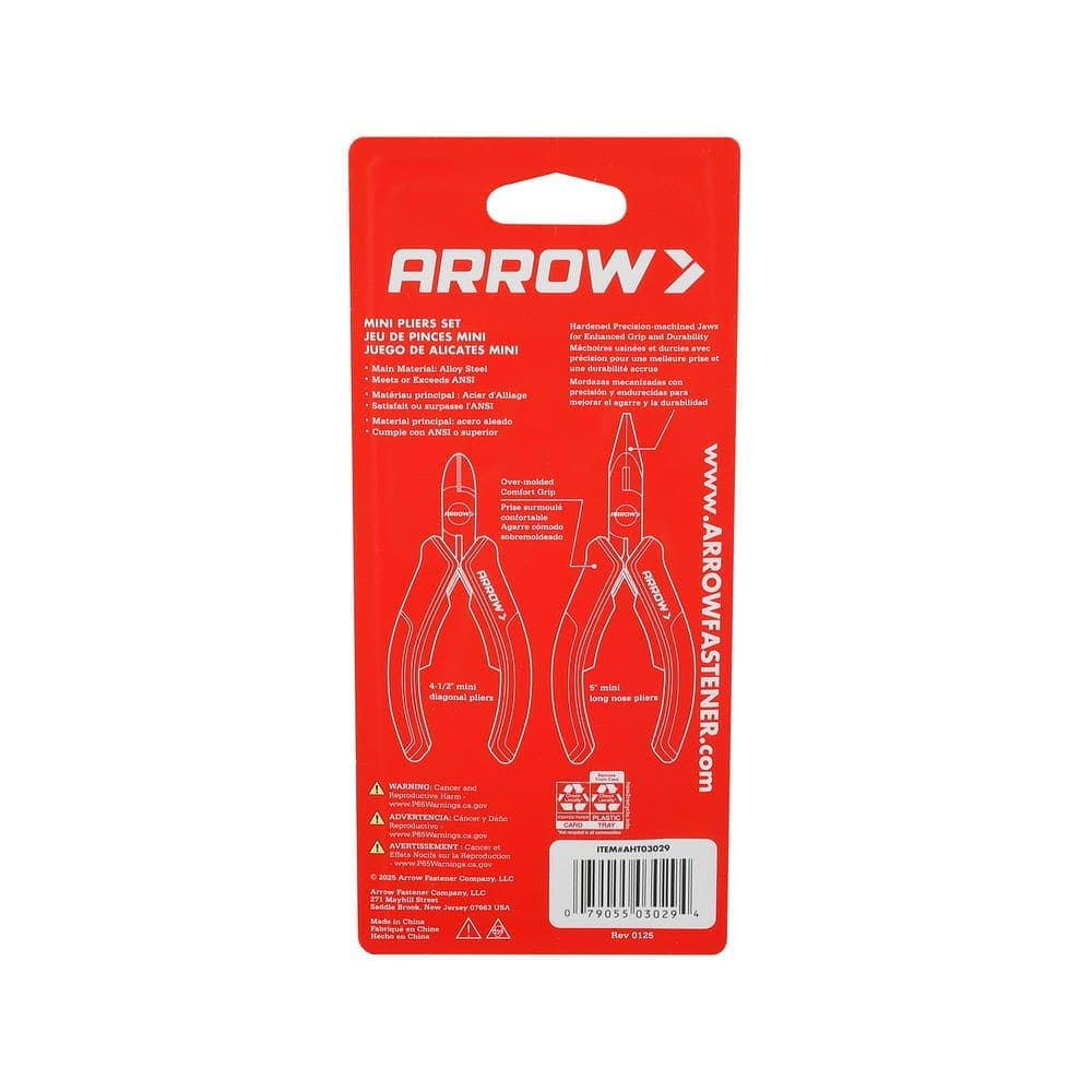 Arrow Fastener 2-Piece Mini Pliers Set-Diagonal and Long Needle Nose (2)