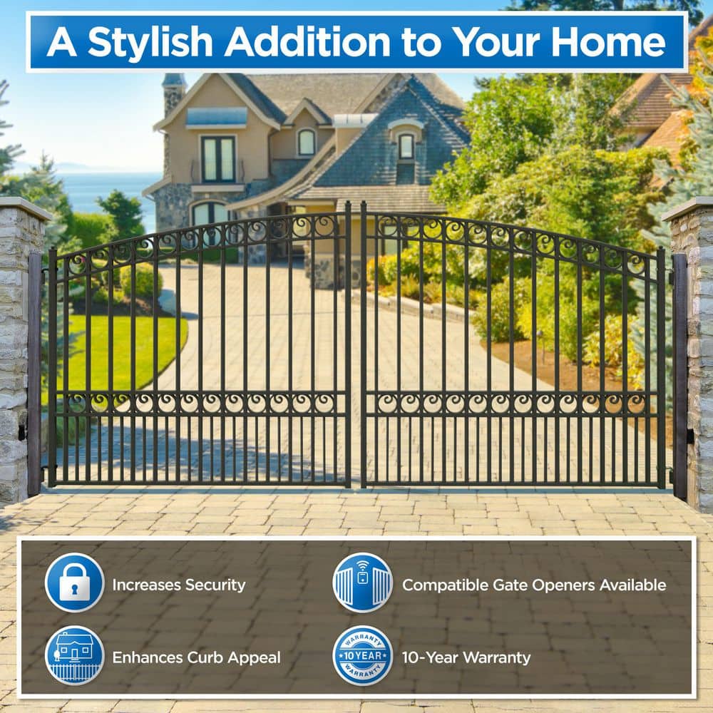 ALEKO 16 ft. 6 ft. Automated Steel Paris Dual Swing Black Steel Driveway Gate and Gate Opener Kit ETL Listed Fence Gate (3)
