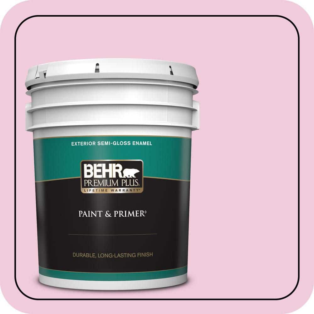BEHR PREMIUM PLUS 5 gal. #P130-1 Piggy Bank Semi-Gloss Enamel Exterior Paint & Primer