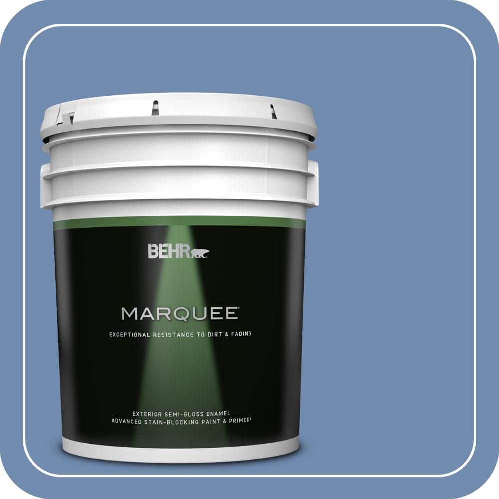 BEHR MARQUEE 5 gal. #590D-5 Windsurf Blue Semi-Gloss Enamel Exterior Paint & Primer
