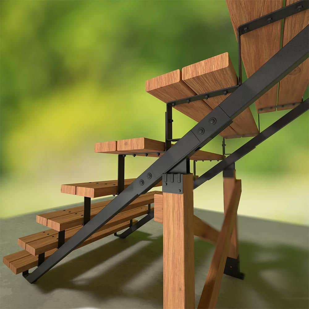 PEAK Powder Coated Steel Stair Riser (Stringer) Connector in Matte Black for 4-Step, 5-Step and 6-Step Stair Risers (2)