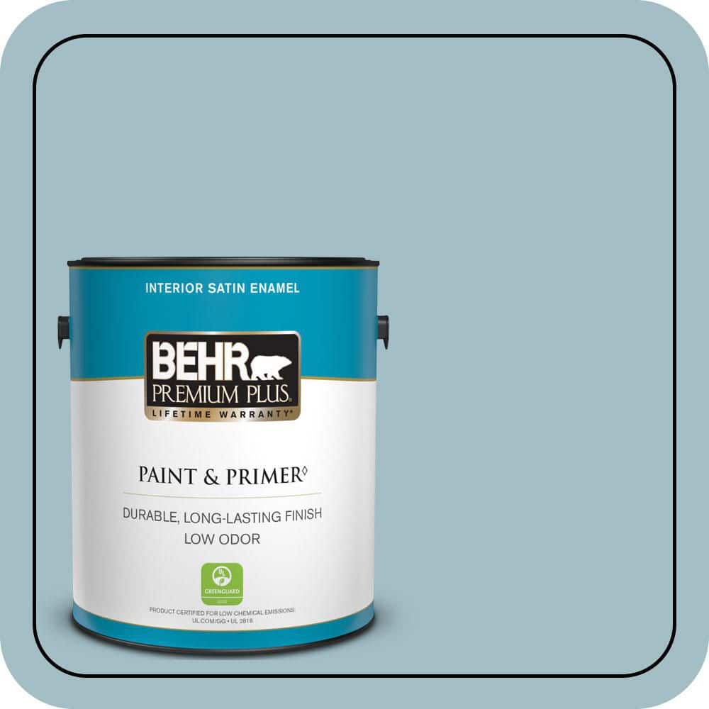 BEHR PREMIUM PLUS 1 gal. #PPU13-11 Clear Vista Satin Enamel Low Odor Interior Paint & Primer (1)