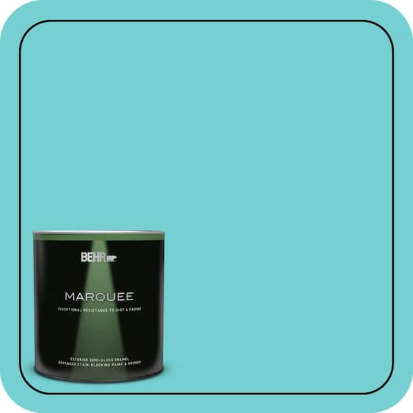 BEHR MARQUEE 1 qt. #P460-3 Soft Turquoise Semi-Gloss Enamel Exterior Paint & Primer (2)