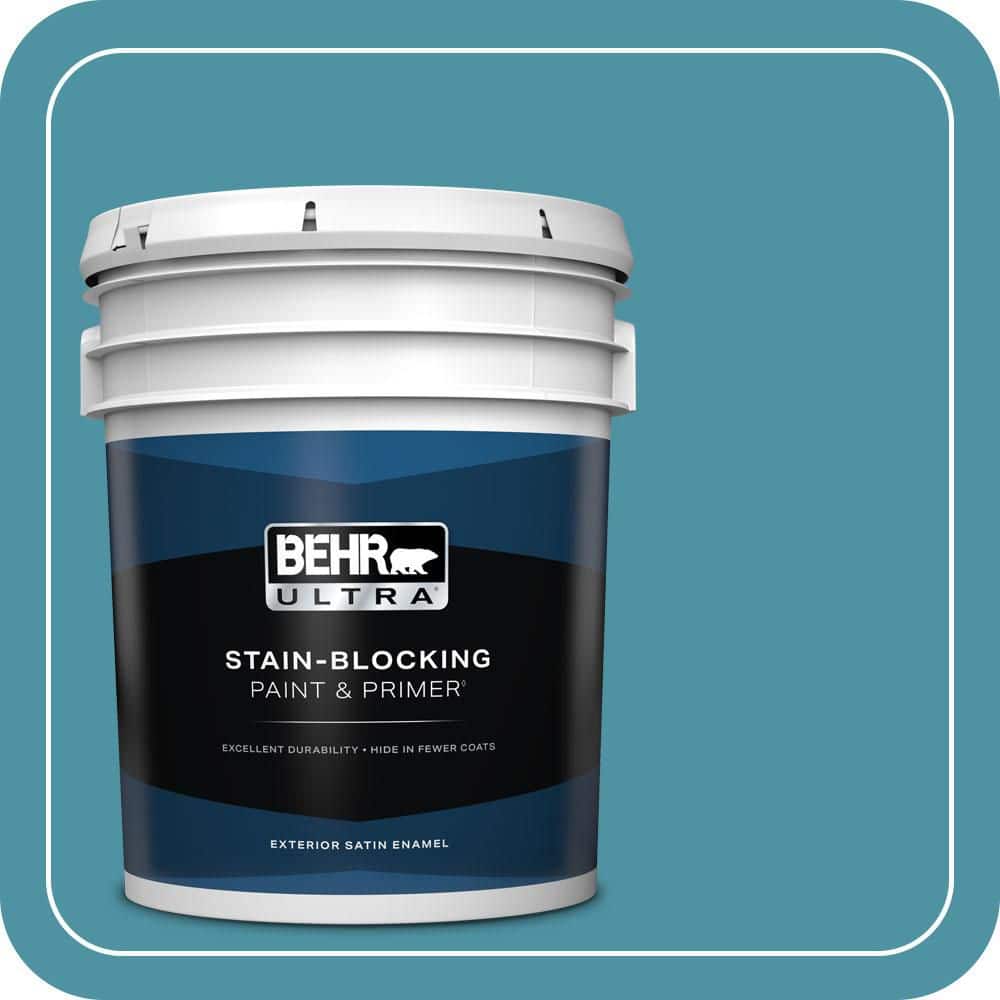 BEHR ULTRA 5 gal. #530D-6 Teal Bayou Satin Enamel Exterior Paint & Primer