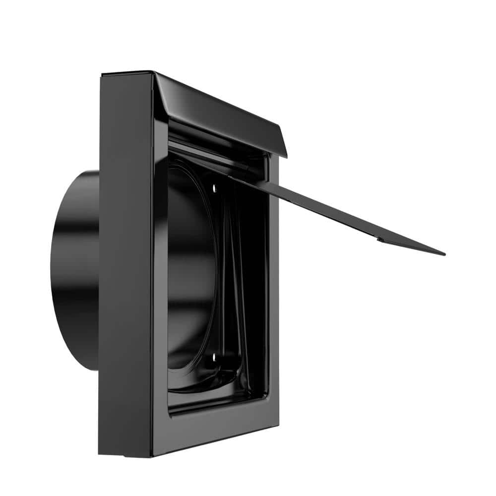 DryerWallVent 4 in. Powder Coated Steel Black Dryer Vent (2)