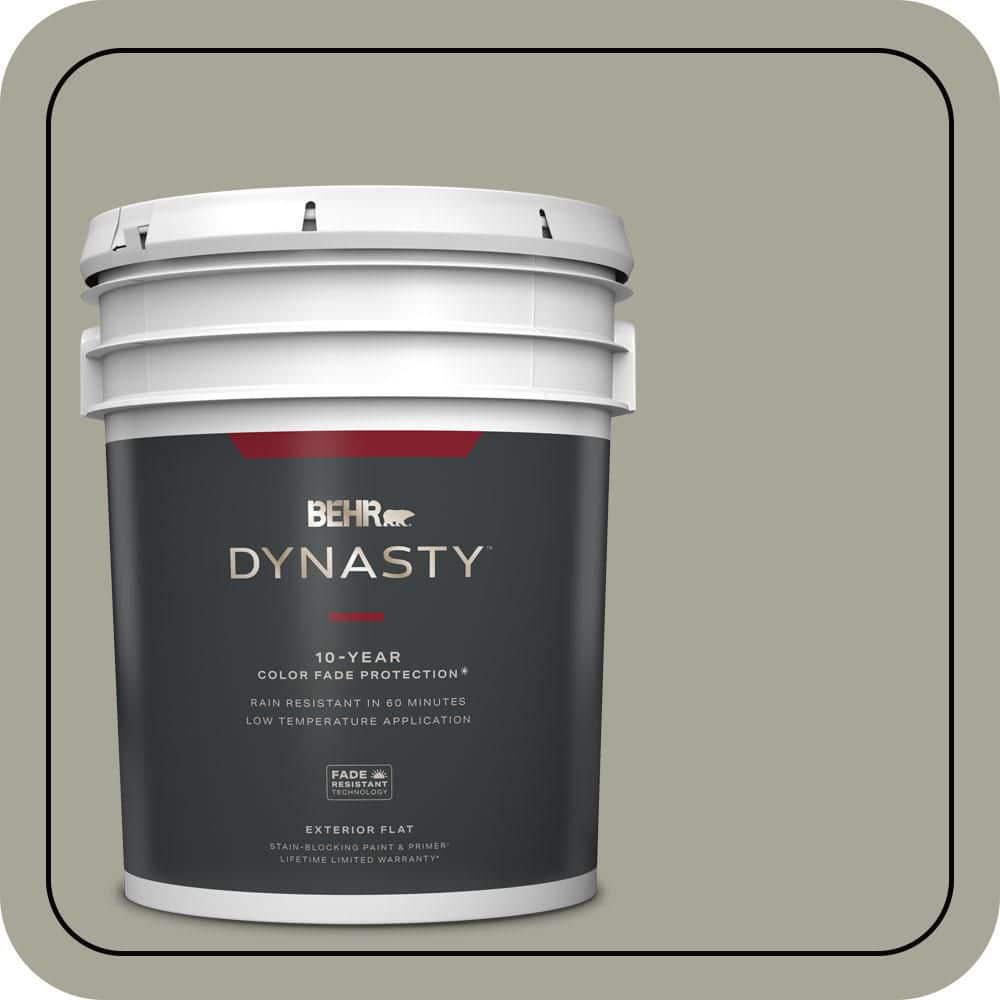 BEHR DYNASTY 5 gal. #N370-4A Historical Gray Flat Exterior Stain-Blocking Paint & Primer