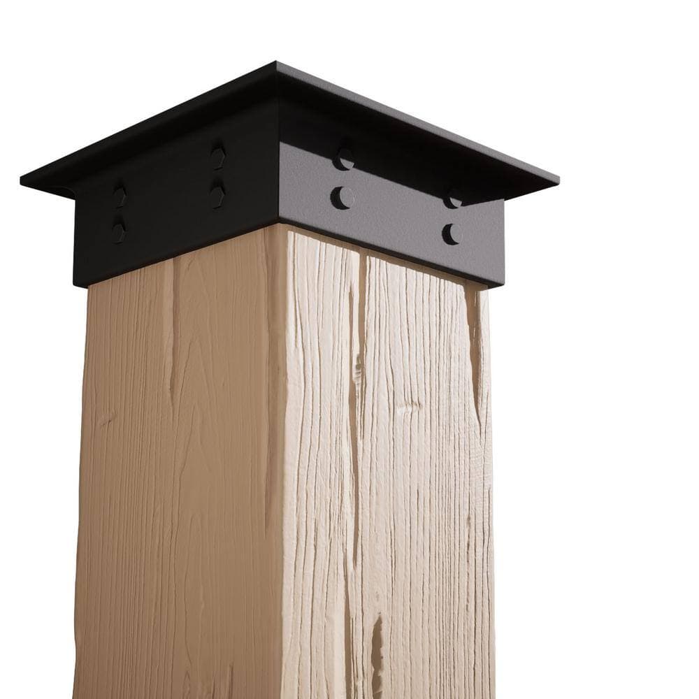 Ekena Millwork 10 ft. Endurathane Faux Wood Non-Tapered Square Column Wrap with Faux Iron Capital and Base (3)
