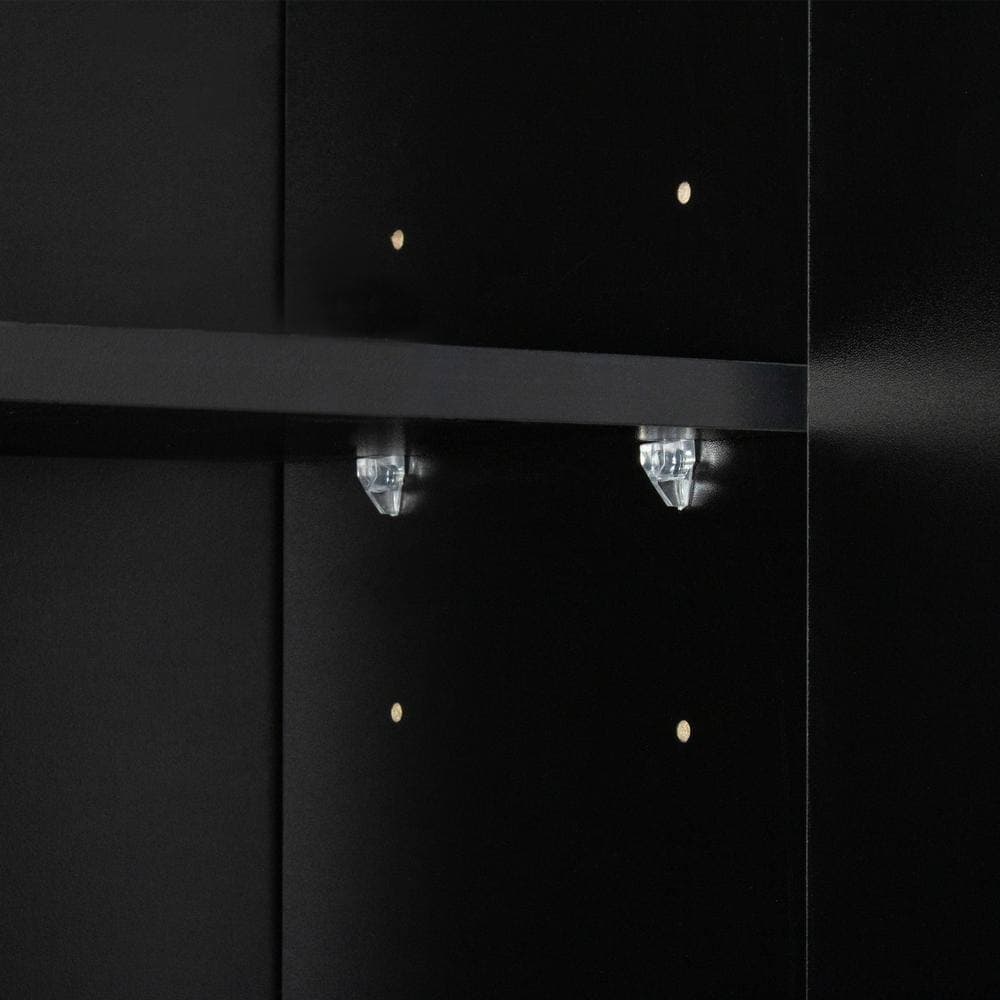 Unbranded 39.37 in. W x 15.35 in. D x 70.87 in. H Black Linen Cabinet with 6-Doors, 1-Open Shelves and 1-Drawer (3)