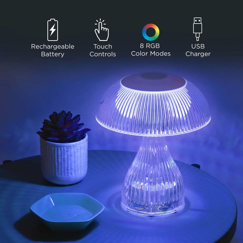 Unbranded 7.1 in. Rechargeable RGB Night Light Bulb Mushroom Crystal Lamp with USB Charging Cable (4)