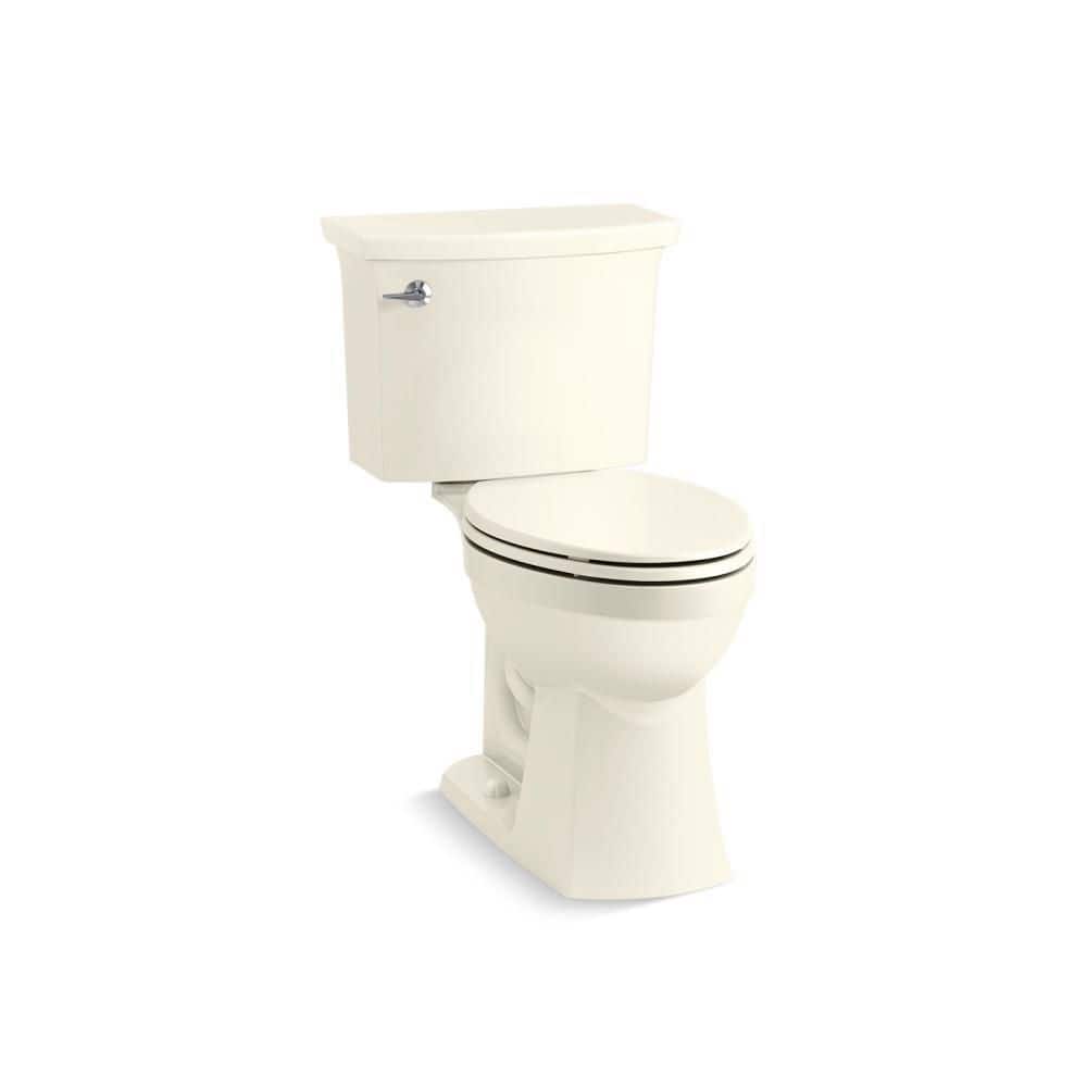 KOHLER Elmbrook Complete Solution 2-Piece 1.28 GPF Single Flush Elongated Toilet in Biscuit (Seat Included)