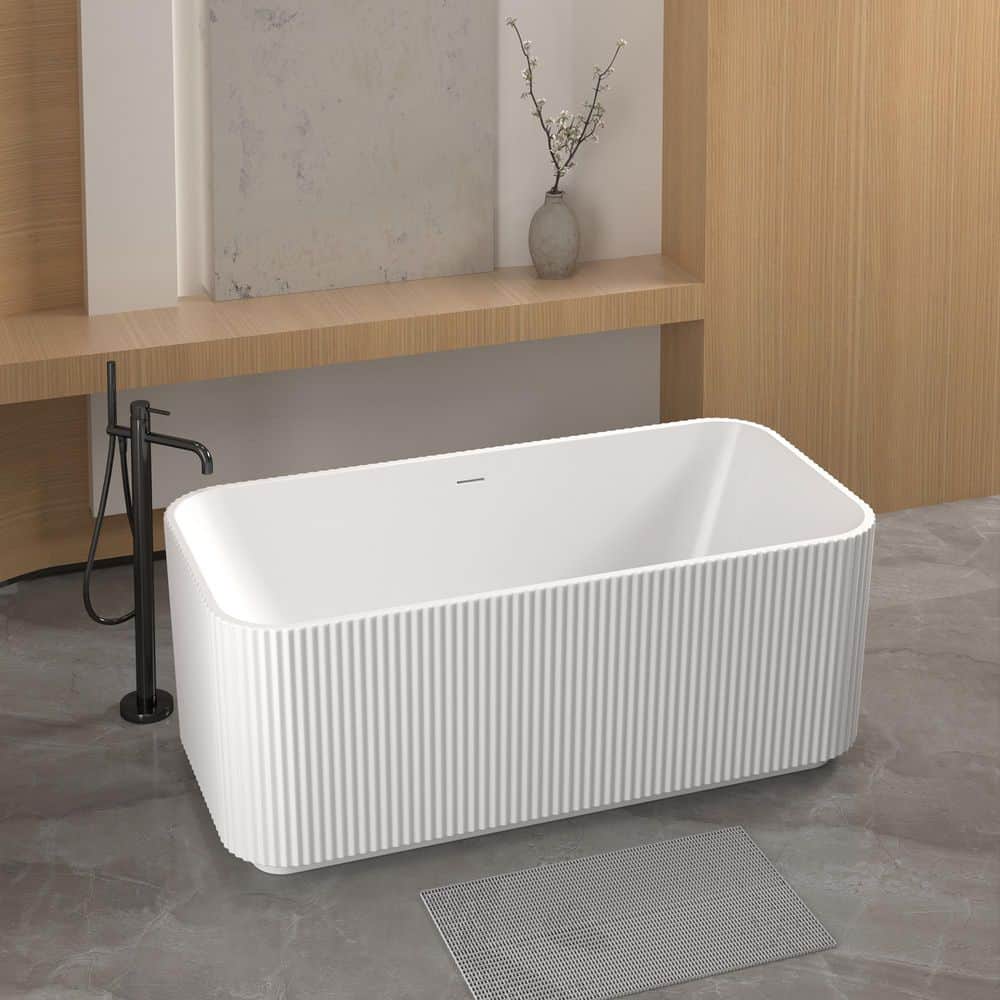 Boosicavelly 59 in. x 30 in. Acrylic Surface Freestanding Soaking Bathtub in Glossy White (3)