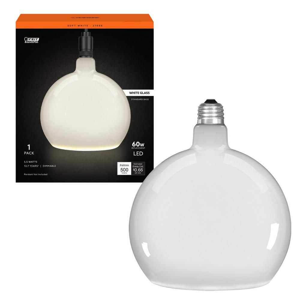 Feit Electric 60-Watt Equivalent Round Dimmable Oversized Frost Glass E26 LED Light Bulb Soft White 2700K (1)