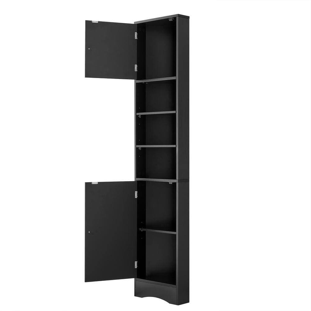 COWLOWN 14.6 in. W 9.4 in. D 66.9 in. H Linen Cabinet Bathroom Storage Cabinet with 2 Doors and Adjustable Shelves (2)