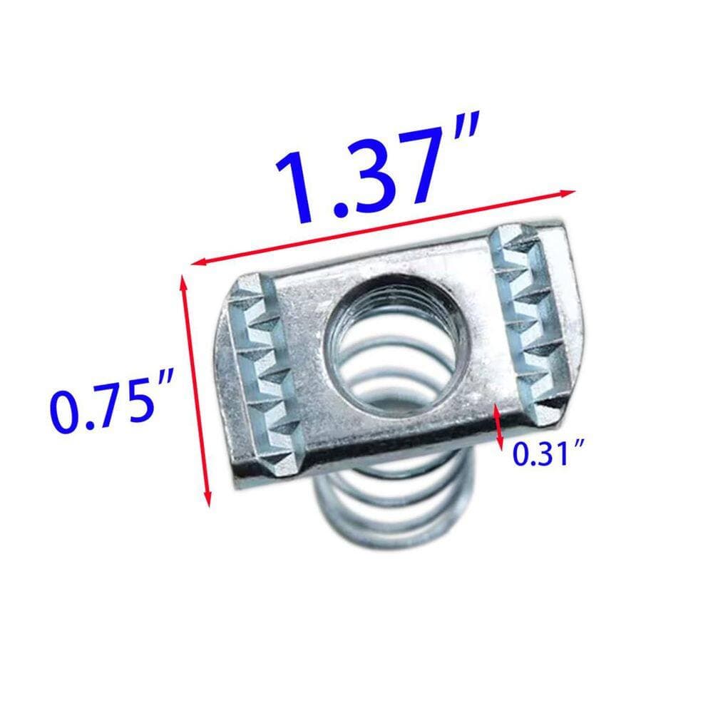 Ahfiwaso 1/2 in. - 13 Long Spring Strut Channel Nuts with Zinc Electroplate Finish for Great Use Unistrut Channels, 10-Packs (3)