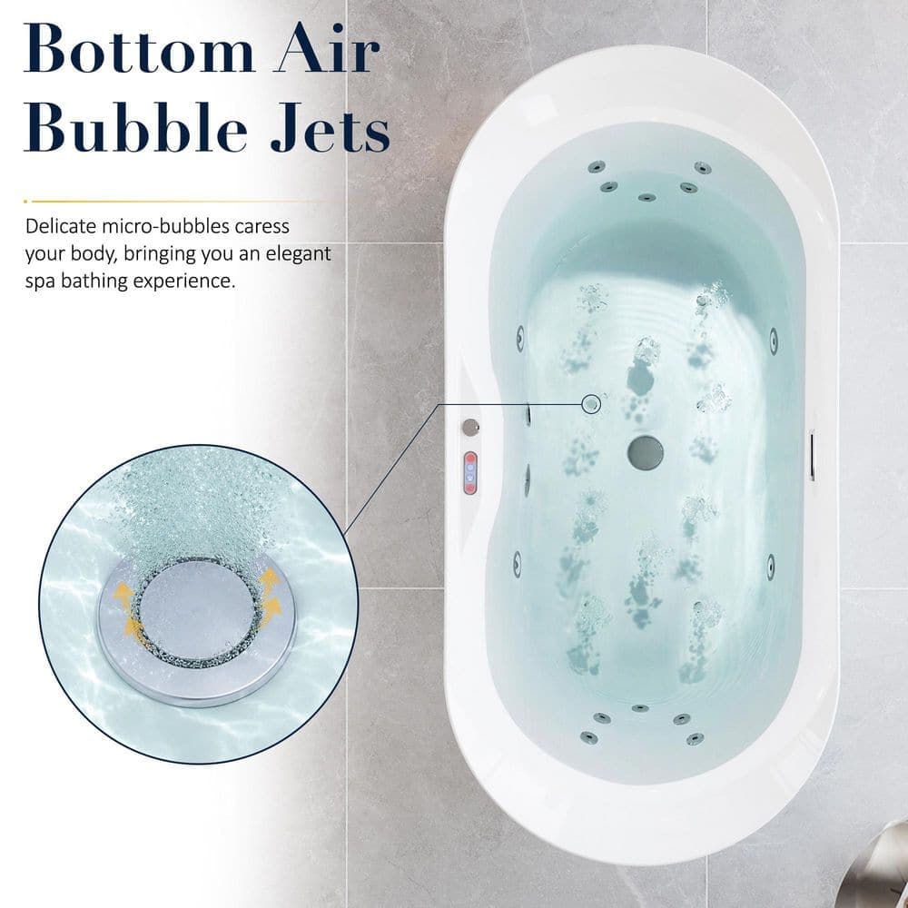 ANGELES HOME 72 in. x 33 6/7 in. Acrylic Freestanding Combination Whirlpool and Air Bathtub with Center Drain in Glossy White (3)