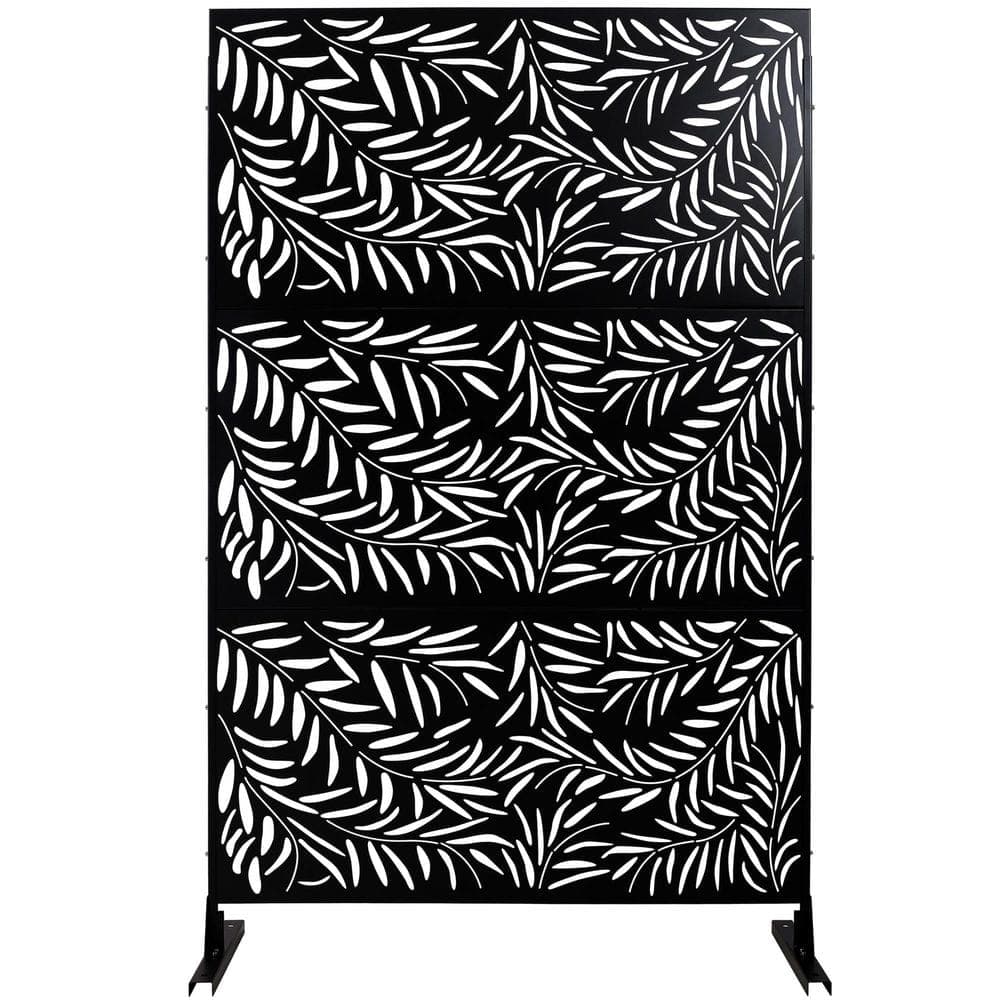 Staykiwi 76 in. H x 48 in. W Black Steel Outdoor Privacy Fence Screen for Deck Balcony Patio (1)