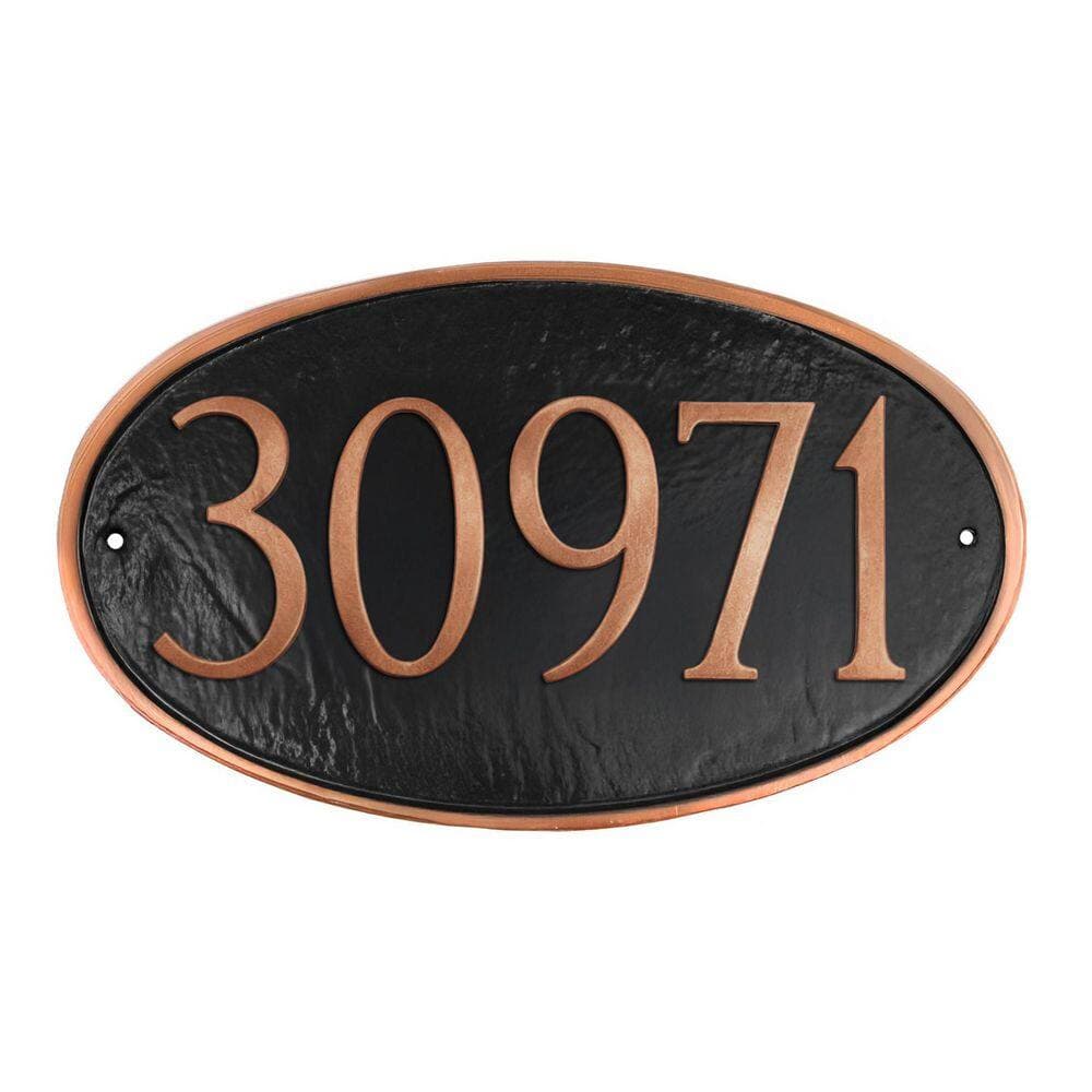 Montague Metal Products Classic Oval Small Address Sign Plaque - Black/Copper (1)