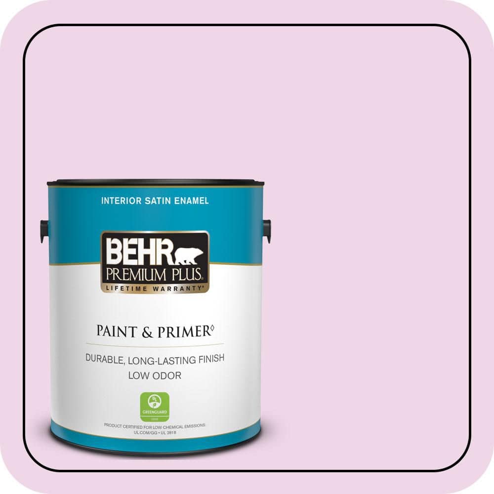 BEHR PREMIUM PLUS 1 gal. #P110-1 All Made Up Satin Enamel Low Odor Interior Paint & Primer