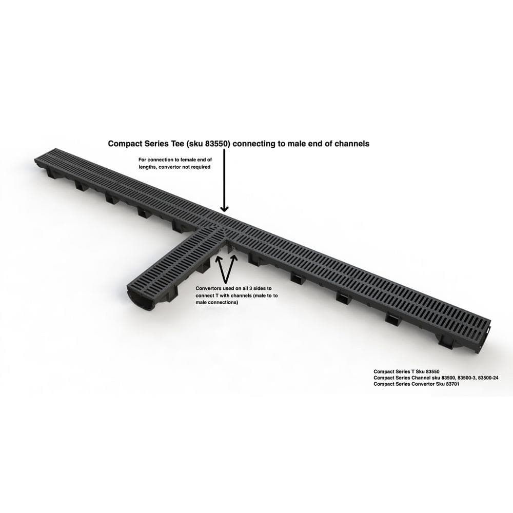 U.S. TRENCH DRAIN Compact Series Black Slim Drainage Pit and Catch Basin for 3.2 in. Modular Trench and Channel Drain Systems (2)