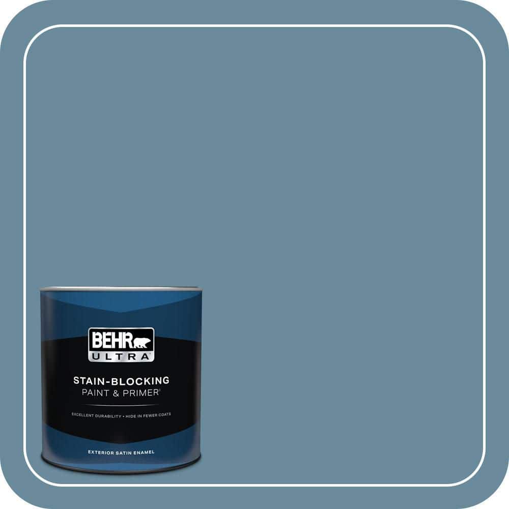 BEHR ULTRA 1 qt. #550F-5 Winter Lake Satin Enamel Exterior Paint & Primer