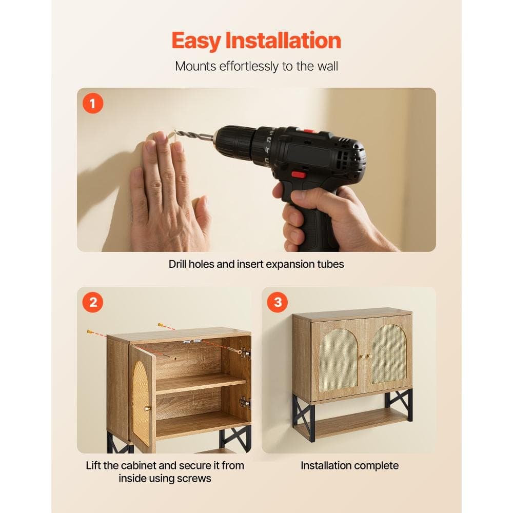 Bunpeony Bathroom Wall Cabinet, 2 Doors with Adjustable Shelf and Open Partition, Over-the-Toilet Wall-Mounted Storage Organizer (3)