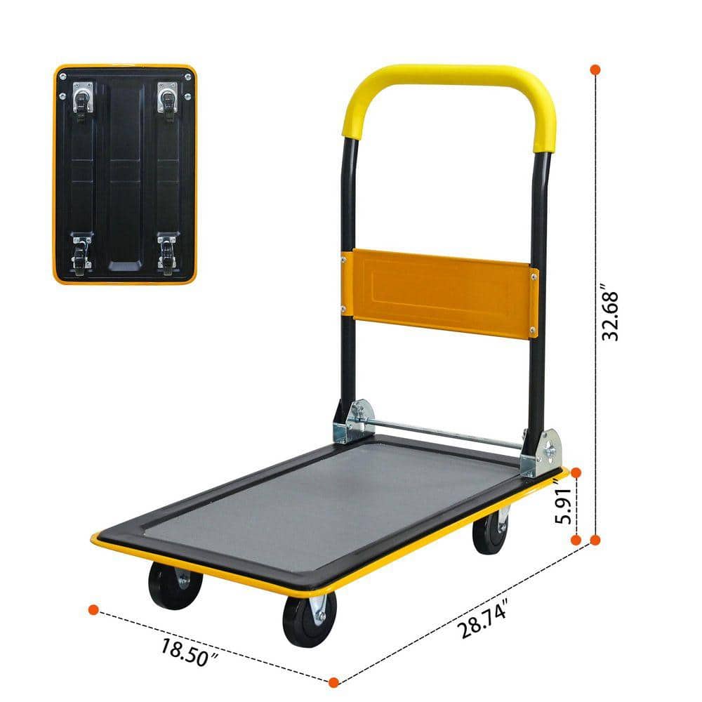 Cesicia Yellow 330lbs Heavy Duty Platform Hand Truck (3)