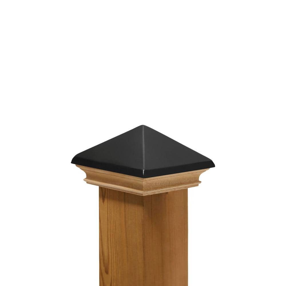 Protectyte 4 in. x 4 in. West Indies Miterless Wood Post Cap with Black Stainless Pyramid (2)