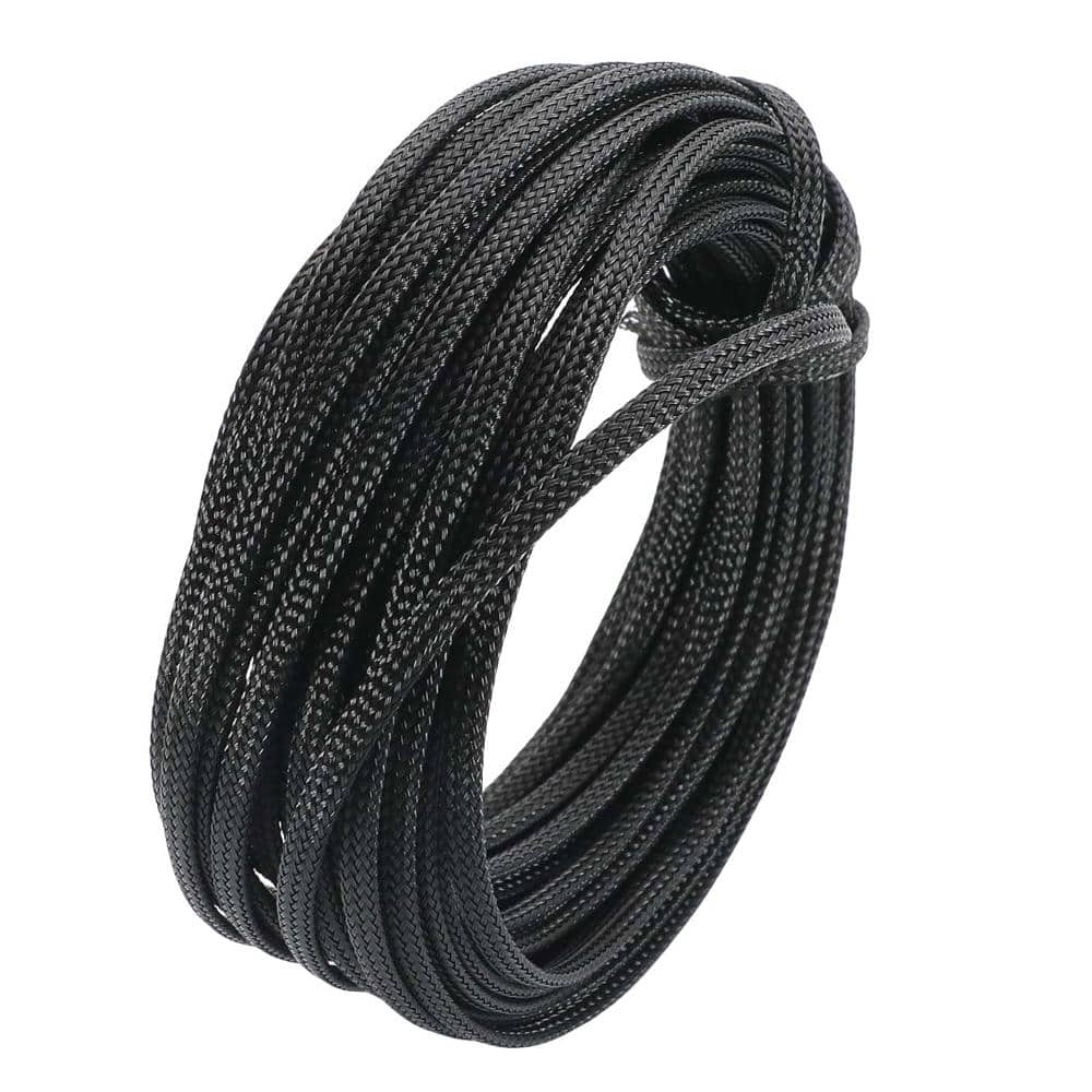 Unbranded Expandable PET Braided Cable Sleeving 32.8 ft Wire Loom 4 mm Flat Width Flexible Mesh for Cord Management (1)