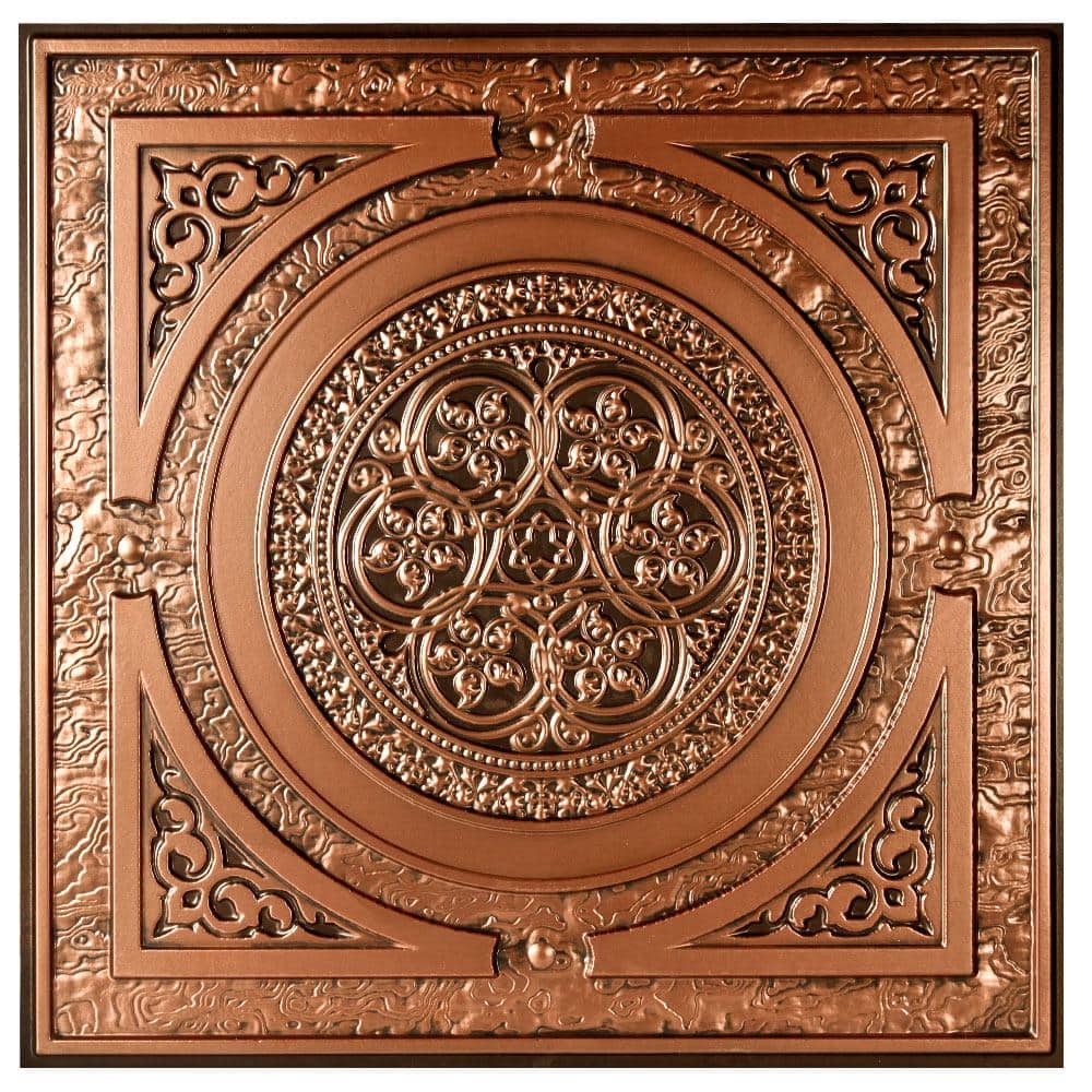 uDecor Montroy 2 ft. x 2 ft. Lay-in or Glue-up Ceiling Tile in Antique Copper (40 sq. ft. / case) (2)