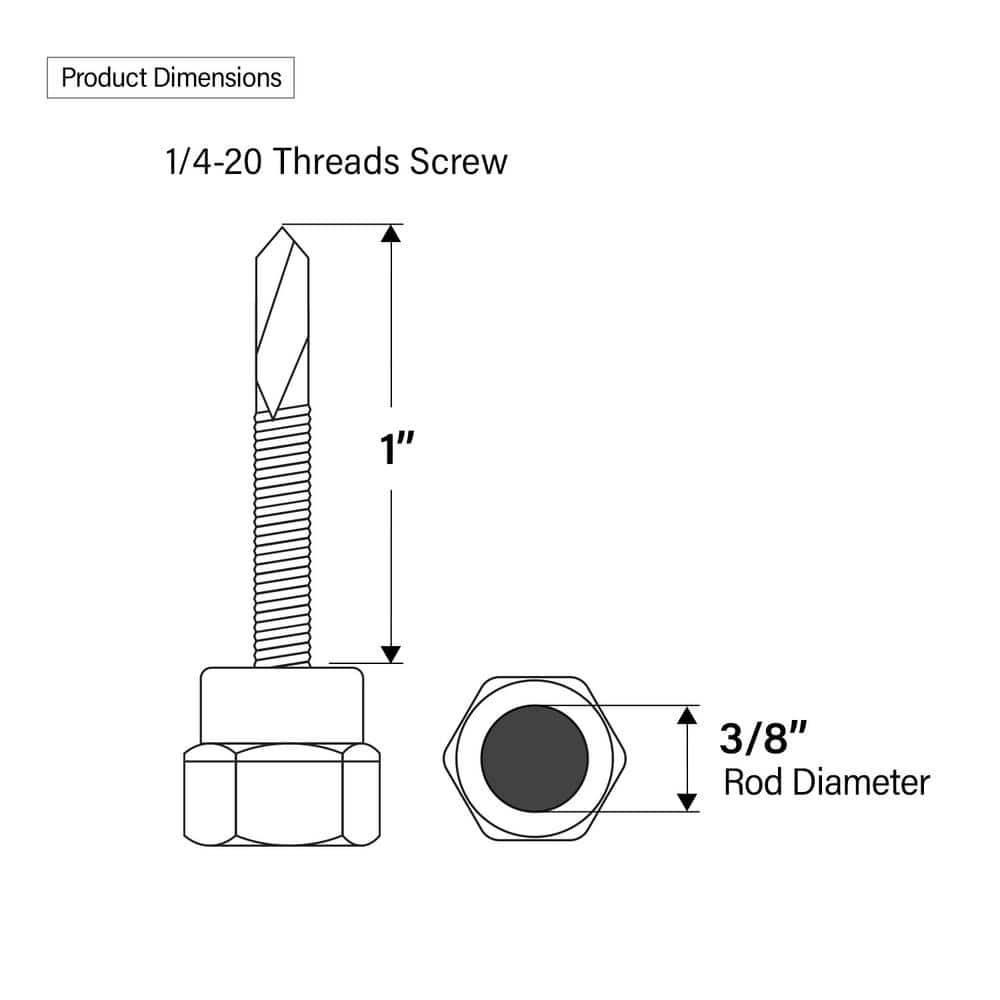 PLUMBFLEX 1/4-20 in. x 1 in. Vertical Rod Anchor Super Screw with Teks and 3/8 in. Threaded Rod Fitting for Steel (25-Pack) (3)