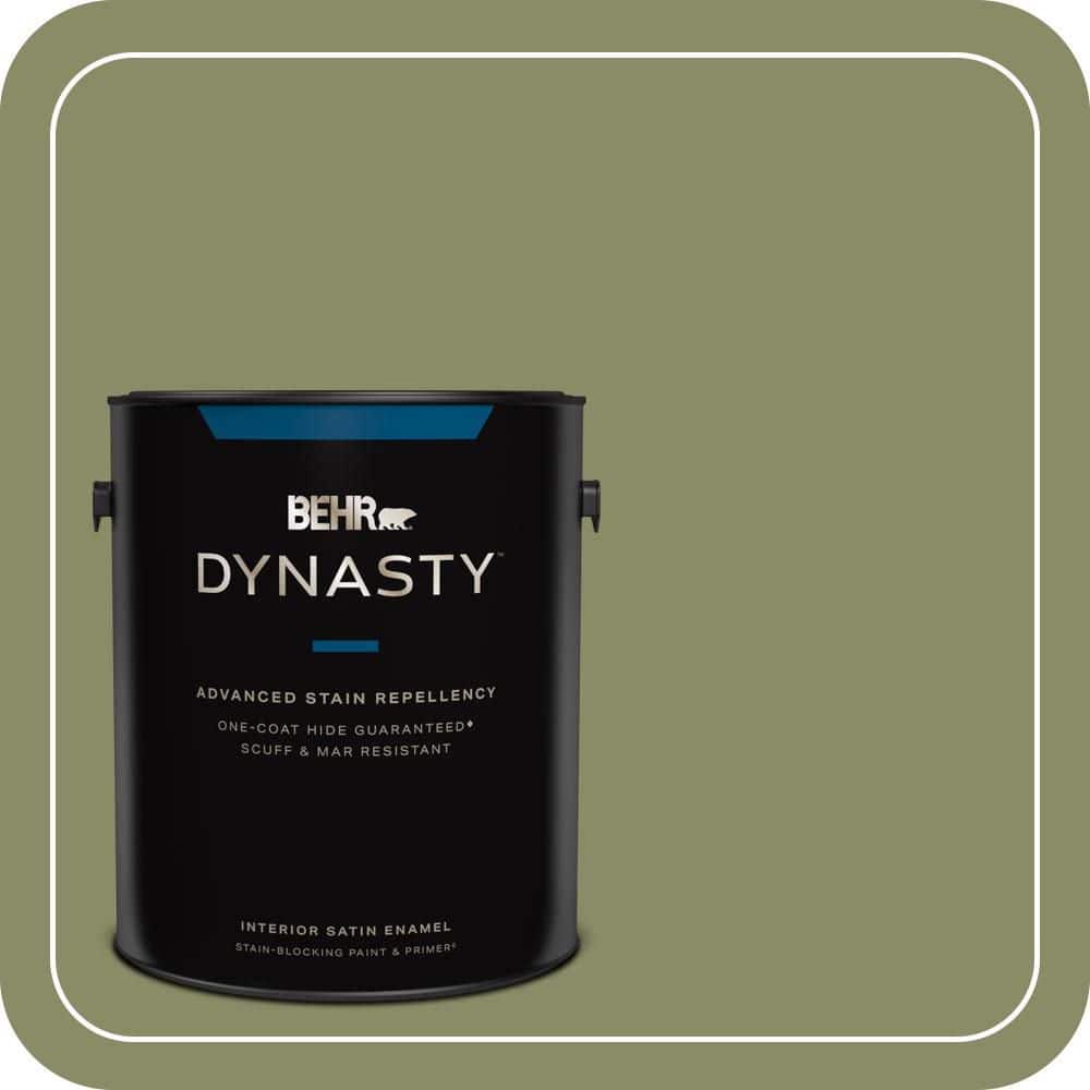 BEHR DYNASTY 1 gal. #S370-5 Pesto Paste One-Coat Hide Satin Enamel Interior Stain-Blocking Paint and Primer