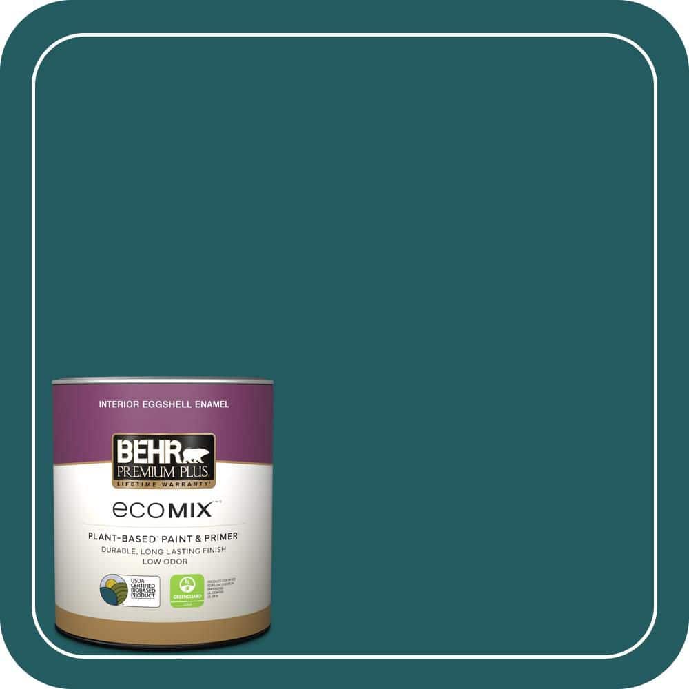 BEHR PREMIUM PLUS 1 qt. #S450-7A Out to Sea Eggshell Enamel EcoMix Plant-Based Interior Paint & Primer (1)