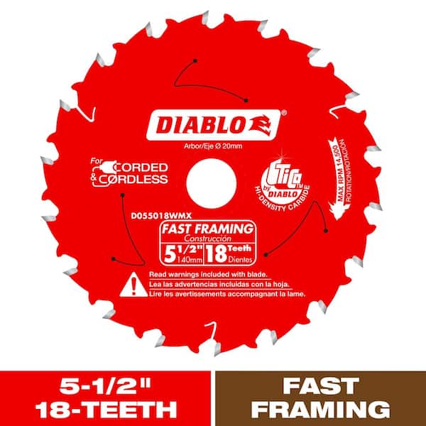 DIABLO 5-1/2 in. x 18-Tooth Fast Framing Circular Saw Blade with Bushings (2)