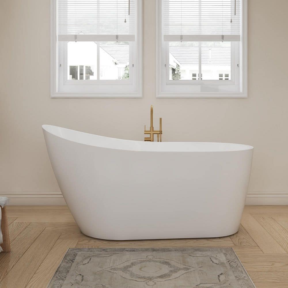 SJ STAR&JANE 59 in. x 32 in. Freestanding Soaking Bathtub with Center Drain in Chrome (1)