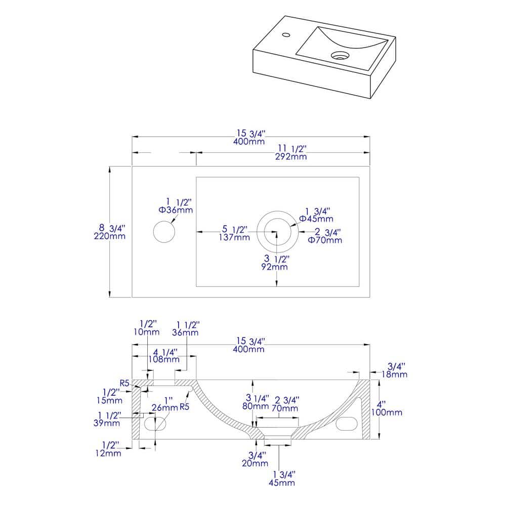 ALFI BRAND 16 in. Wall Mount Sink Basin in Natural Stone (2)