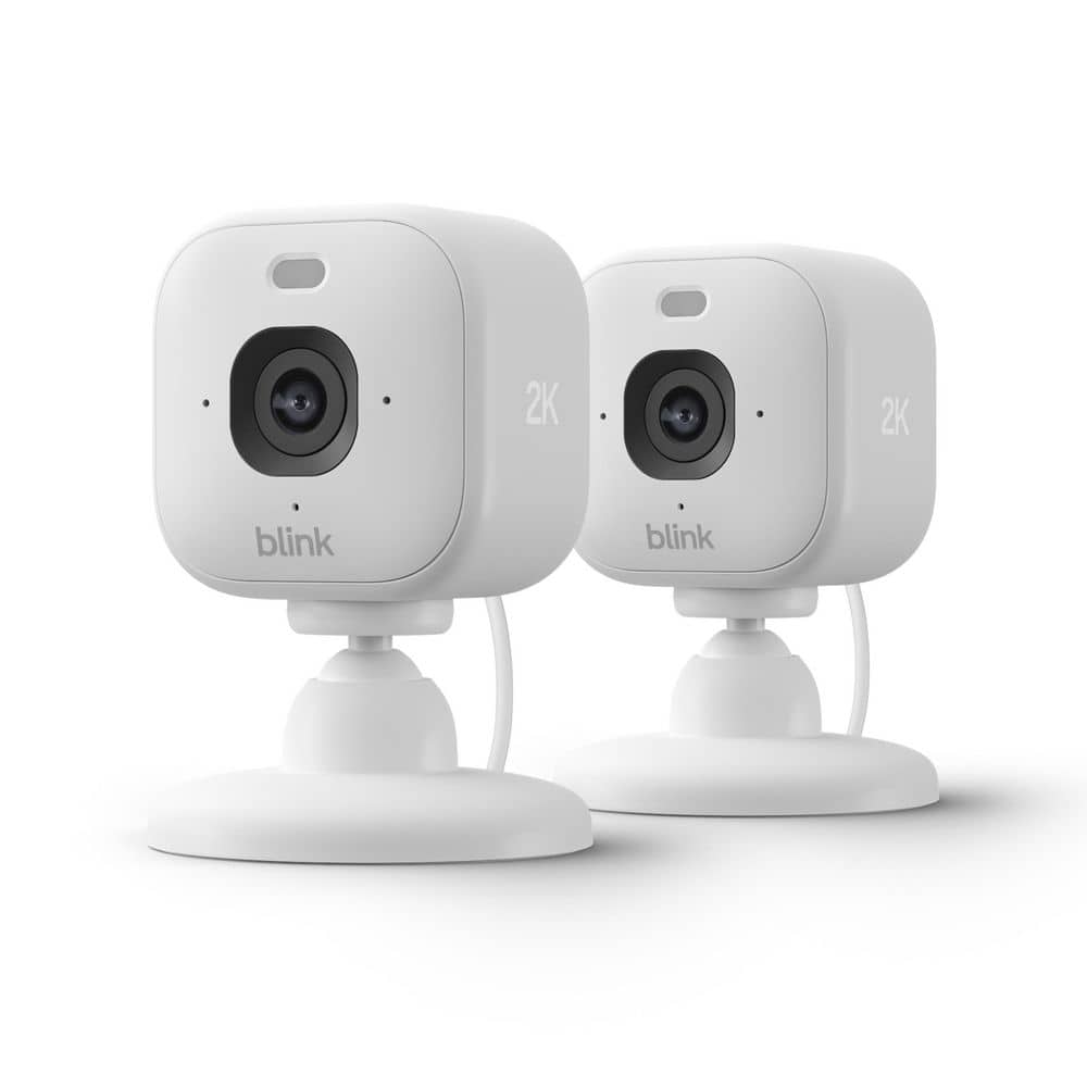 Blink Mini 2K+ (Newest Model)-Plug-In Home and Pet Security Camera W/ 2K Video Resolution,Motion Detection 2-Pack (White)