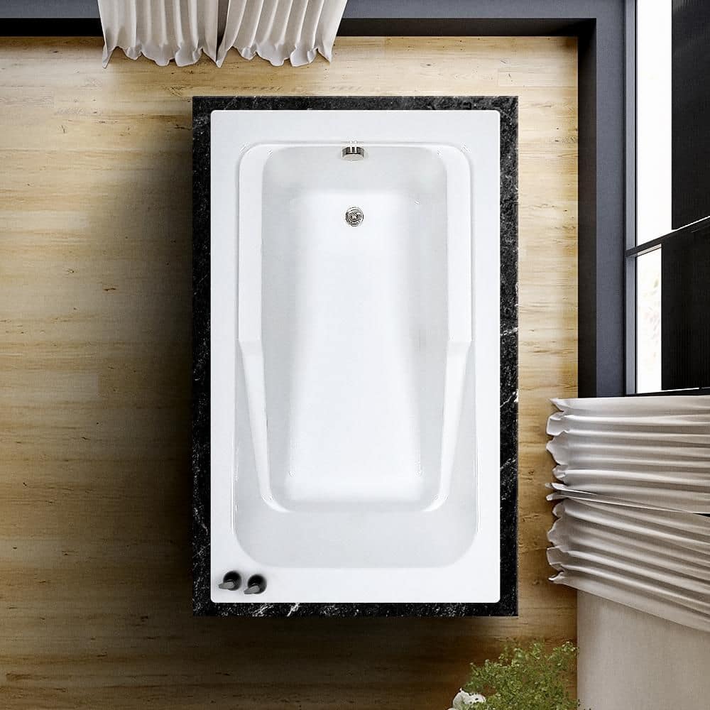 Comfortflo 66 in. x 42 in. Acrylic Rectangular Drop-in Soaking Bathtub with Reversible Drain in White (3)