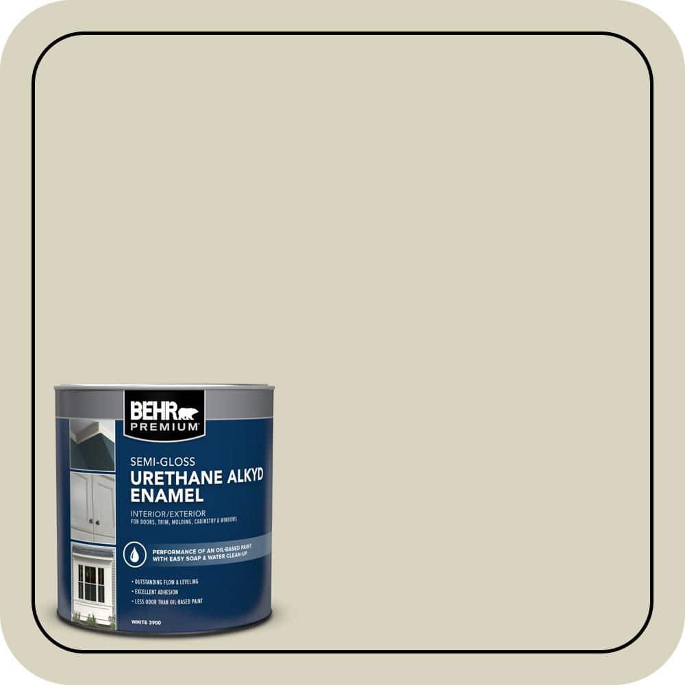 BEHR PREMIUM 1 qt. #PPL-79 Pale Lichen Semi-Gloss Enamel Urethane Alkyd Interior/Exterior Paint (1)