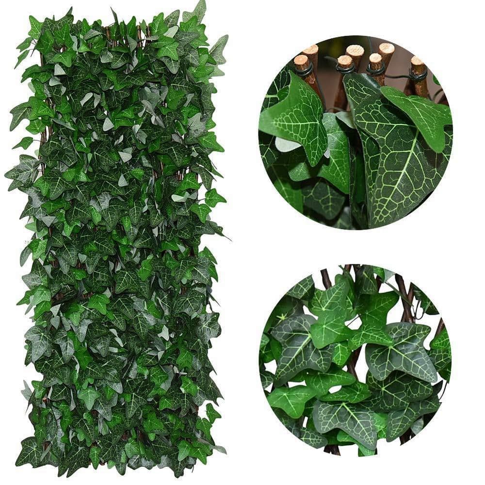 Misopily Expandable Green Willow Wood for Fence Privacy Screen Outdoor Faux Ivy Decorative Trellis for Balcony Patio Garden (3)