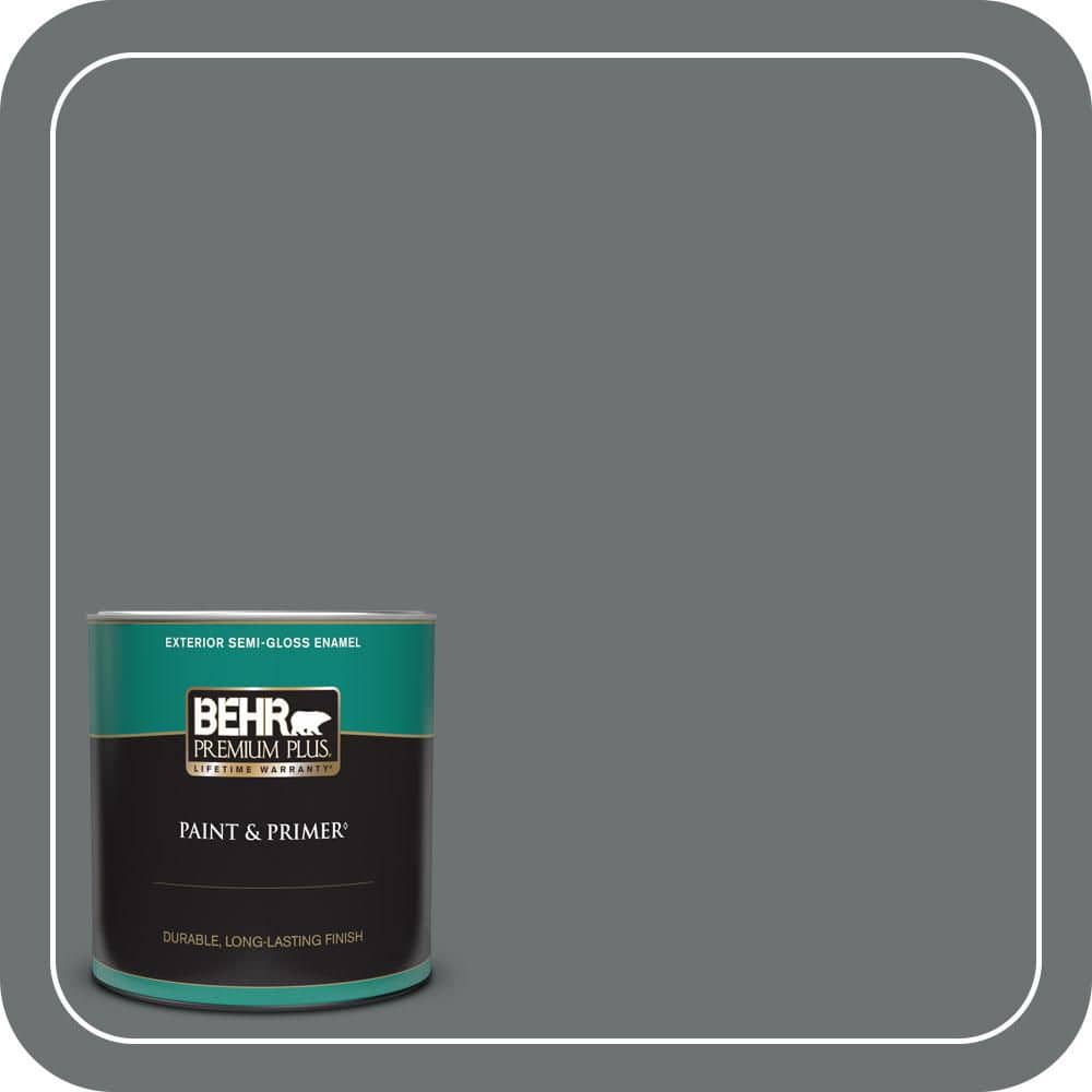 BEHR PREMIUM PLUS 1 qt. #MQ5-28 Dawn Gray Semi-Gloss Enamel Exterior Paint & Primer
