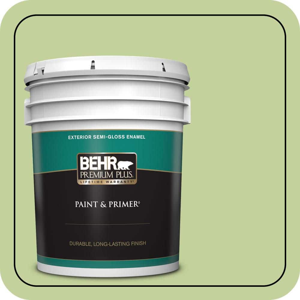 BEHR PREMIUM PLUS 5 gal. #P370-4 Cricket Field Semi-Gloss Enamel Exterior Paint & Primer